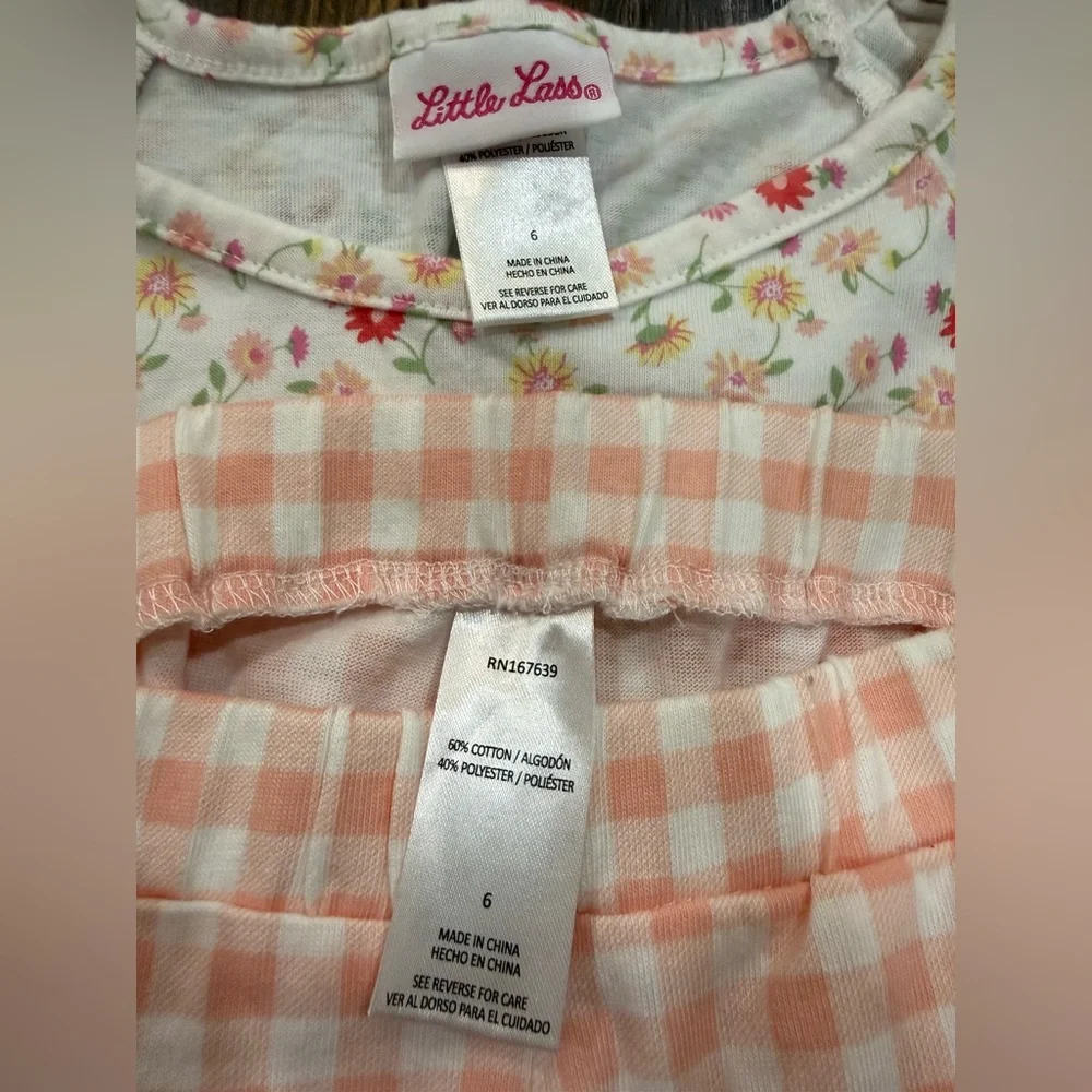 Little Lass White Floral Tank with Pink Gingham Shorts Set - Picture 4 of 5